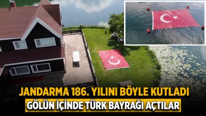 Jandarma 186. yılını böyle kutladı: Gölün içinde Türk bayrağı açtılar