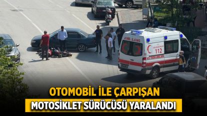 Otomobil ile çarpışan motosiklet sürücüsü yaralandı