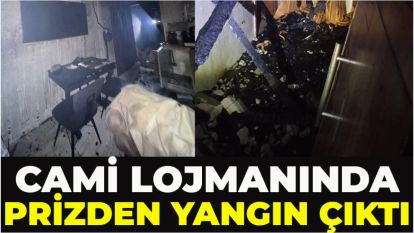 Cami lojmanında prizden yangın çıktı