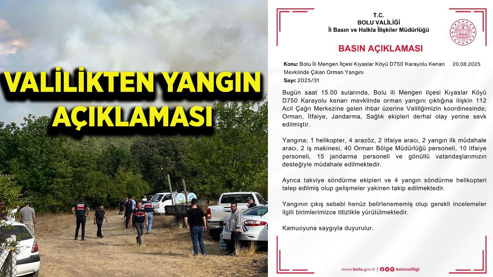 Valilikten yangın açıklaması