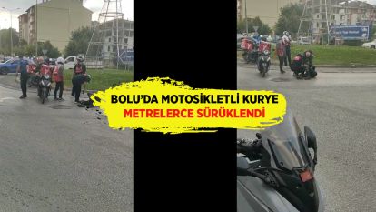 Bolu'da Motosikletli Kurye Kaza Yaptı: Metrelerce Sürüklendi