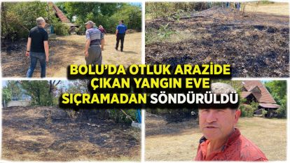 Bolu'da otluk arazide çıkan yangın eve sıçramadan söndürüldü