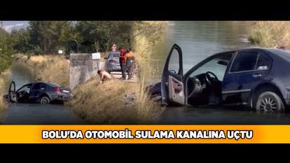 Bolu'da otomobil sulama kanalına uçtu