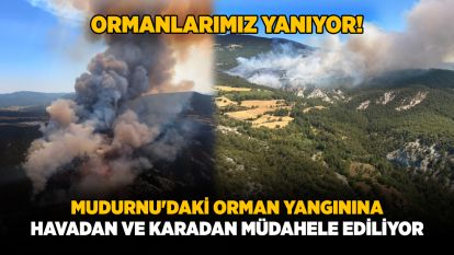 ORMANLARIMIZ YANIYOR! MUDURNU'DAKİ ORMAN YANGININA HAVADAN VE KARADAN MÜDAHELE EDİLİYOR