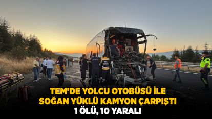 TEM'de yolcu otobüsü ile soğan yüklü kamyon çarpıştı: 1 ölü, 10 yaralı