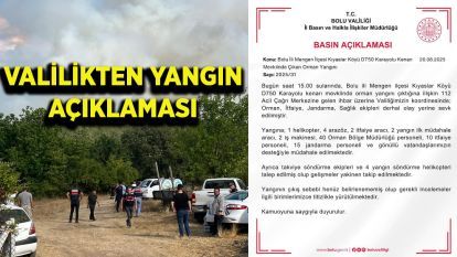 Valilikten yangın açıklaması
