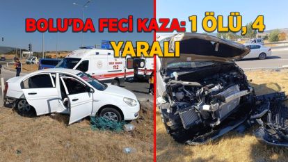 Bolu'da feci kaza: 1 ölü, 4 yaralı D-100 kara yolunun Bolu geçişinde otomobil ile hafif ticari aracın çarpışması sonucu 1 kişi hayatını kaybetti, 4 kişi yaralandı.