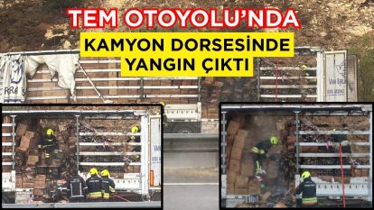 TEM Otoyolu'nda kamyon dorsesinde yangın çıktı