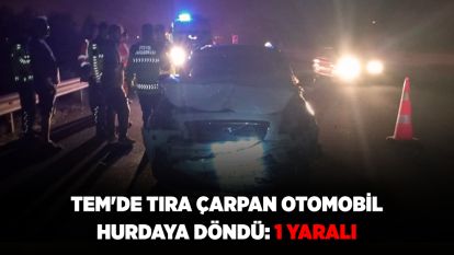 TEM'de tıra çarpan otomobil hurdaya döndü: 1 yaralı