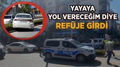 Yayaya yol vereceğim diye refüje girdi