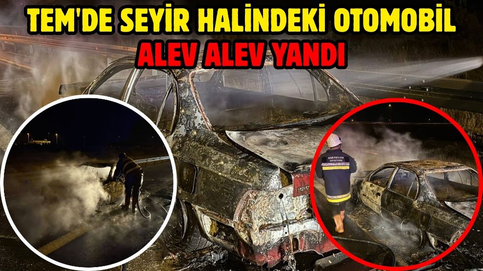 TEM'de seyir halindeki otomobil alev alev yandı