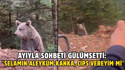 Ayıyla sohbeti gülümsetti: "Selamın aleyküm kanka, cips vereyim mi"