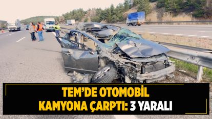 TEM'de otomobil kamyona çarptı: 3 yaralı
