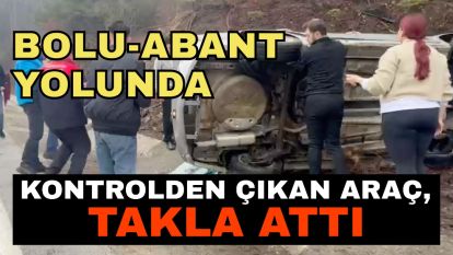 Bolu-Abant yolunda kontrolden çıkan araç, takla attı