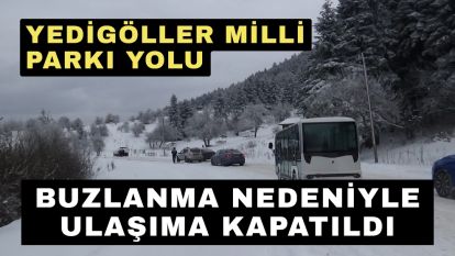 Yedigöller Milli Parkı yolu buzlanma nedeniyle ulaşıma kapatıldı