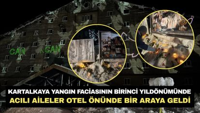 Kartalkaya yangın faciasının birinci yıldönümünde acılı aileler otel önünde bir araya geldi