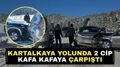 Kartalkaya yolunda 2 cip kafa kafaya çarpıştı