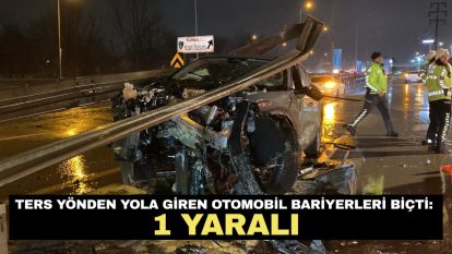 Ters yönden yola giren otomobil bariyerleri biçti: 1 yaralı