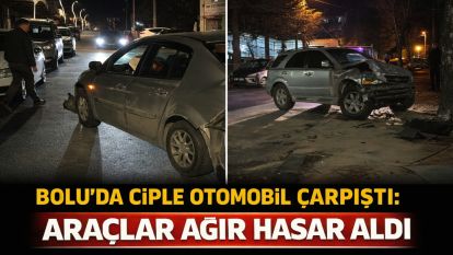 Bolu'da ciple otomobil çarpıştı: Araçlar ağır hasar aldı