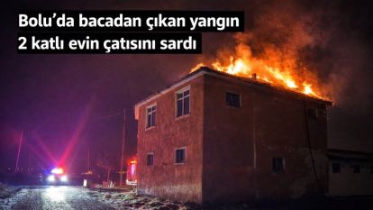 Bolu'da bacadan çıkan yangın 2 katlı evin çatısını sardı