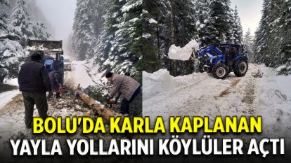 Bolu'da karla kaplanan yayla yollarını köylüler açtı