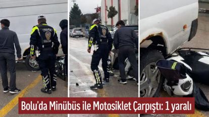 Bu Havada bile kullanmaktan vazgeçmiyorlar... Motosiklet Minübüse çarptı: 1 Yaralı