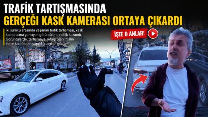 Trafik tartışmasında gerçeği kask kamerası ortaya çıkardı