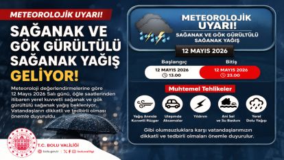 Bolu Valiliği'nden Meteorolojik Uyarı: Kuvvetli Sağanak ve Gök Gürültülü Yağış Bekleniyor