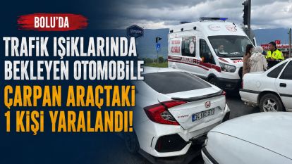 Bolu'da trafik ışıklarında bekleyen otomobile çarpan araçtaki 1 kişi yaralandı