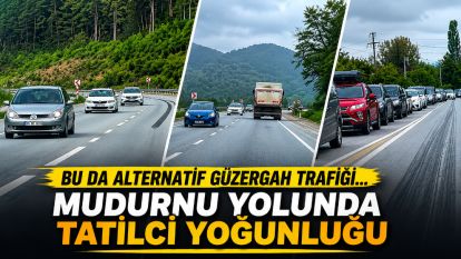 Bu da alternatif güzergah trafiği... Mudurnu yolunda tatilci yoğunluğu