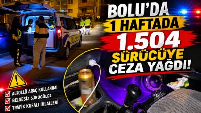 Bolu'da 1 haftada bin 504 sürücüye ceza yağdı