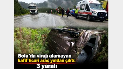 Bolu'da virajı alamayan hafif ticari araç yoldan çıktı: 3 yaralı