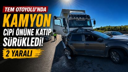 TEM Otoyolu'nda kamyon cipi önüne katıp sürükledi: 2 yaralı