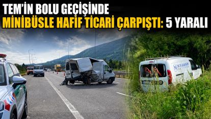 TEM'in Bolu geçişinde minibüsle hafif ticari çarpıştı: 5 yaralı