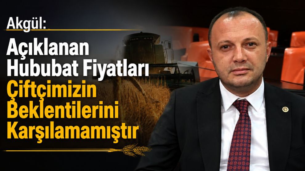 Akgül: “Açıklanan Hububat Fiyatları Çiftçimizin Beklentilerini Karşılamamıştır”