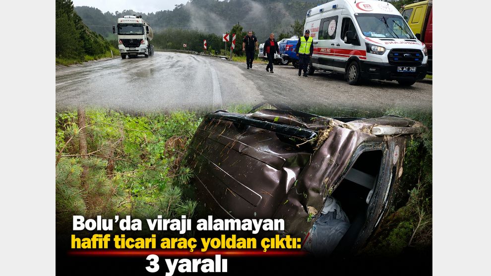 Bolu'da virajı alamayan hafif ticari araç yoldan çıktı: 3 yaralı