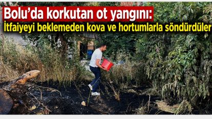 Bolu'da korkutan ot yangını: İtfaiyeyi beklemeden kova ve hortumlarla söndürdüler