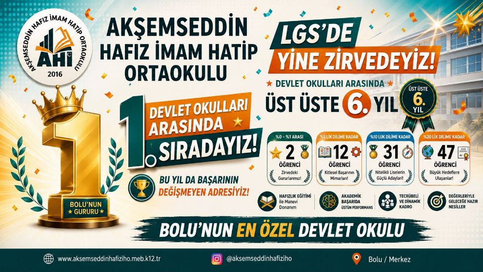 AKŞEMSEDDİN HAFIZ İMAM HATİP ORTAOKULU LGS'DE YİNE ZİRVEDE!
