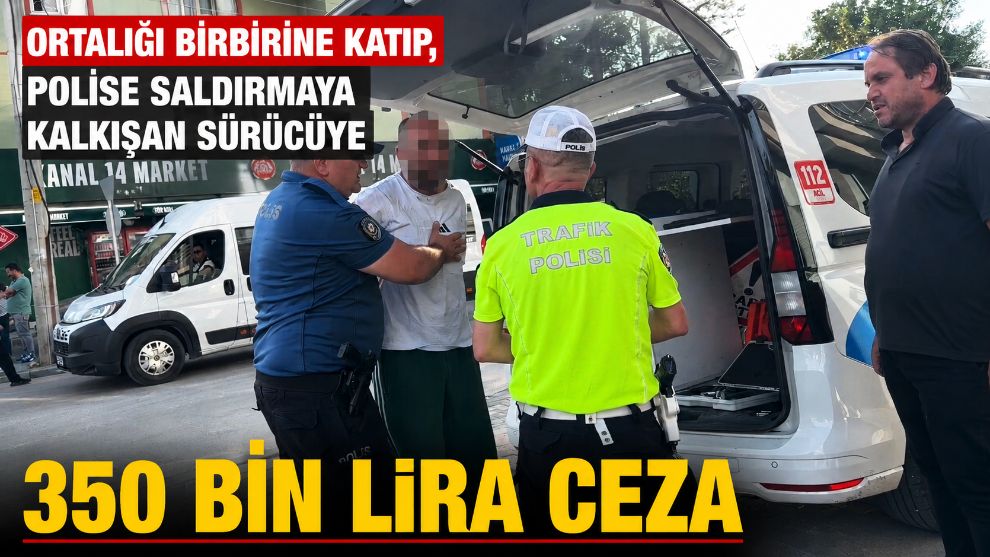 Ortalığı birbirine katıp, polise saldırmaya kalkışan sürücüye 350 bin lira ceza